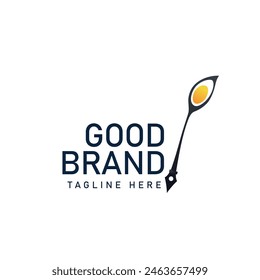 Fountain pen writing logo design. Writer tools vector design. Nib pen and signature logotype