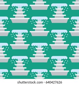 Fountain seamless pattern on the green background. Vector illustration