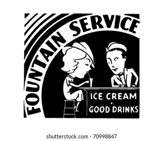 Fountain Service - Retro Ad Art Banner