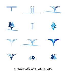 Fountain - set of icons. Collection of design elements.