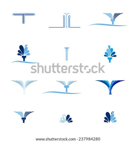 Fountain - set of icons. Collection of design elements.
