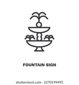 Symbol für das Füllzeichen. Dünne Linie Springbrunnen-Schild, Springbrunnen-Symbol aus der Bildungs-Sammlung. Rahmenvektor einzeln auf weißem Hintergrund. Bearbeitbares Symbol für Fontäne kann im Web und mobil verwendet werden