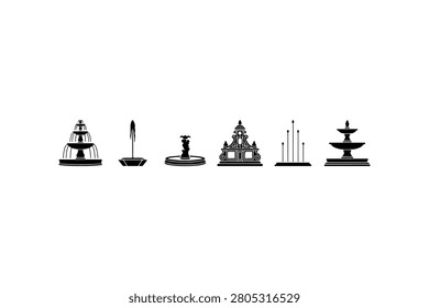 Fountain Silhouette Vector Collection Set
