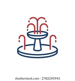 Fountain Splash Icon Illustration Containing water fountain, splash effect, and summer attraction