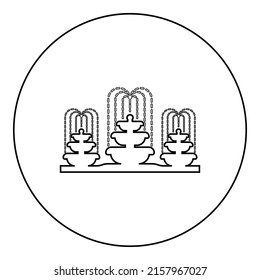 Fountain stream icon in circle round black color vector illustration image outline contour line thin style simple