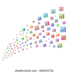 Fountain of test tubes symbols. Vector illustration style is flat bright multicolored iconic test tubes symbols on a white background. Object fountain organized from design elements.