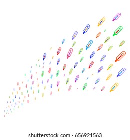 Fountain of thermometer icons. Vector illustration style is flat bright multicolored iconic thermometer symbols on a white background. Object fountain organized from pictograms.
