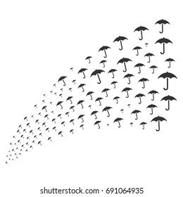 Fountain of umbrella icons. Vector illustration style is flat gray iconic umbrella symbols on a white background. Object fountain organized from design elements.