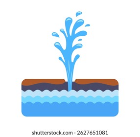 fountain from underground. source of water. flat vector illustration.
