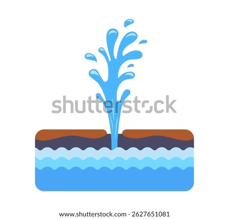 fountain from underground. source of water. flat vector illustration.