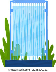 Fountain, water decoration, isolated on white vector illustration. Outdoor park object with liquid drop and splash. Cartoon garden architecture