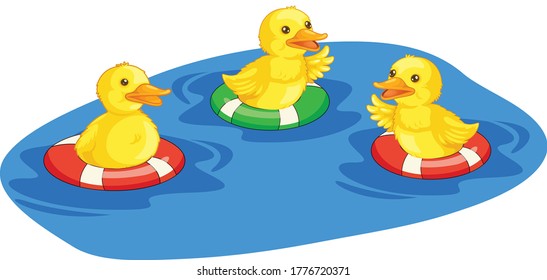 Fountain water and duck cartoon vector art and illustration