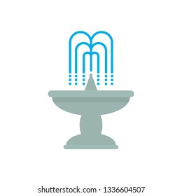 Fountain with water icon flat vector illustration isolated on white background