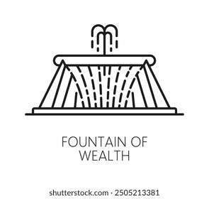 Fountain of wealth Singapore travel vacation icon. Vector linear symbol of abundance and life, largest fountain in world, beautifully illuminating Suntec city with its mesmerizing water displays