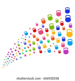 Fountain of weight icons. Vector illustration style is flat bright multicolored iconic weight symbols on a white background. Object fountain organized from pictographs.