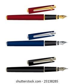 Fountain writing pens vector collection