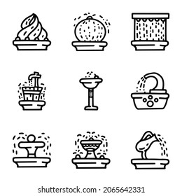 Fountains line vector doodle simple icon set