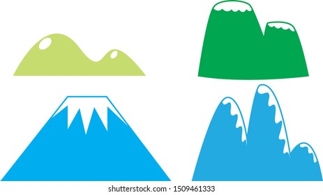 Four 2D Mountain vector pictures, eps