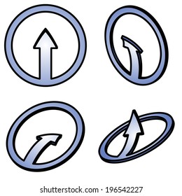 Four 3d blue arrows on a white background