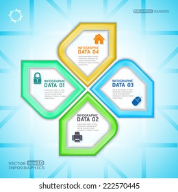 Four 3D colorful infographic banner