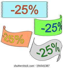 Four 3d tape (minus twenty-five percent) on a white background