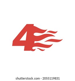 Four 4 Number Fire Flame Hot Stock Vector (Royalty Free) 2055119831