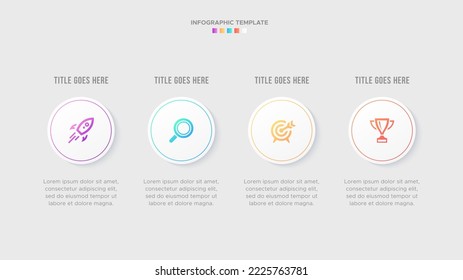 Four 4 Steps Options Circle Timeline Business Infographic Modern Design Template