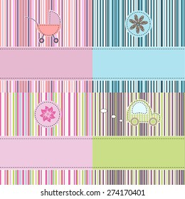 Four abstract baby background set, vector illustration