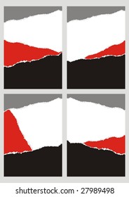 Cuatro fondo abstracto con piezas de un papel de color roto. (ilustración vectorial)
