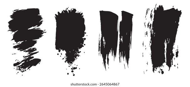 Four Abstract Black Ink Splatter Textures HighResolution Background Images.