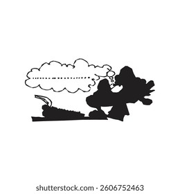 Four abstract black symbols on a white background.