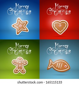 Four Abstract Christmas Backgrounds with Gingerbread