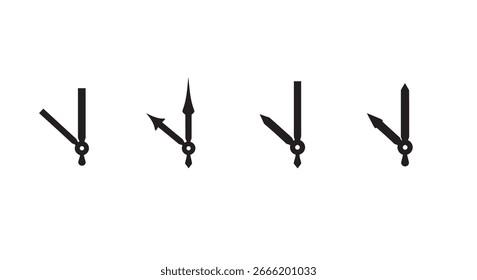 Quatro ponteiros do relógio abstrato mostrando silhueta de horas diferentes