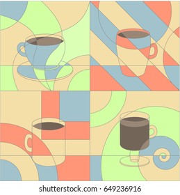 Four abstract coffee cups 