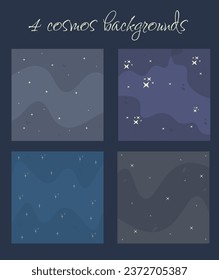 Four Abstract Cosmos Backgrounds Set Vector Isolated Designs