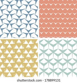 Four abstract edgy geometric seamless patterns set