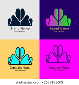 Four abstract excellent beautiful logos of the same shape for companies, agencies, organizations etc.