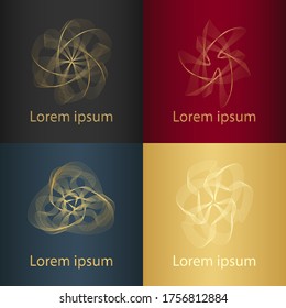 Four abstract figures on multicolored backgrounds.  Logo variant. Vector.