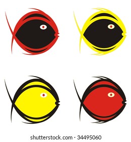 Four abstract fishes