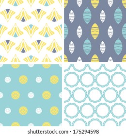 Four abstract fun motives seamless patterns set
