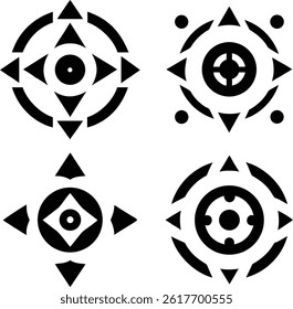 Four Abstract Geometric Symbols, Ideal for Design Elements
