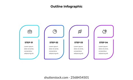 Four abstract infographic elements. Concept of 4 options of business development process. Banner vector illustration
