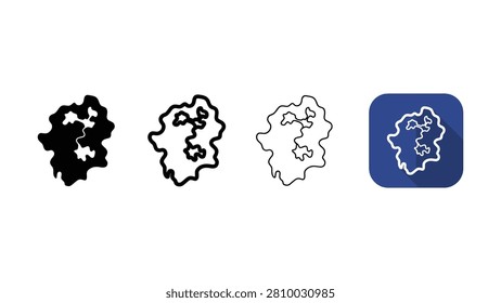 Four abstract map icons with varying outline thickness and fill styles