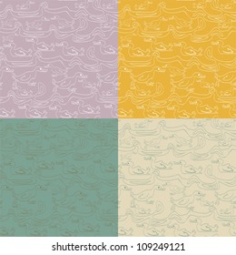 four abstract seamless background with ducks