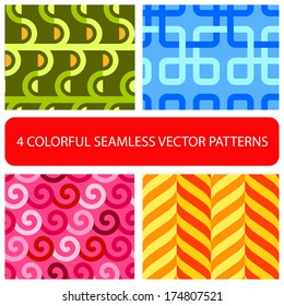 Four abstract seamless geometric patterns