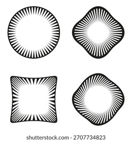 Cuatro Formas abstractas. Formas geométricas modernas. Ilustración de línea de contorno. Vector simple colección
