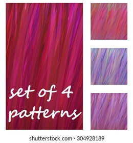 Four abstract vector pattern. A red grass. Hand drawing.