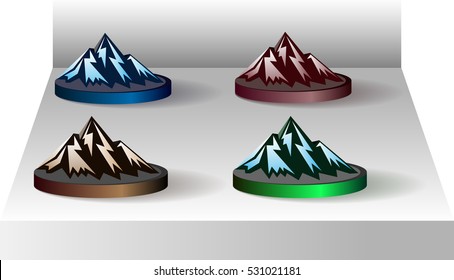 Four abstract vector stylized mountain icon