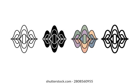 Four abstract wavy line designs shown sidebyside