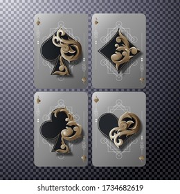 four ace card, poker casino illustration on transparent background